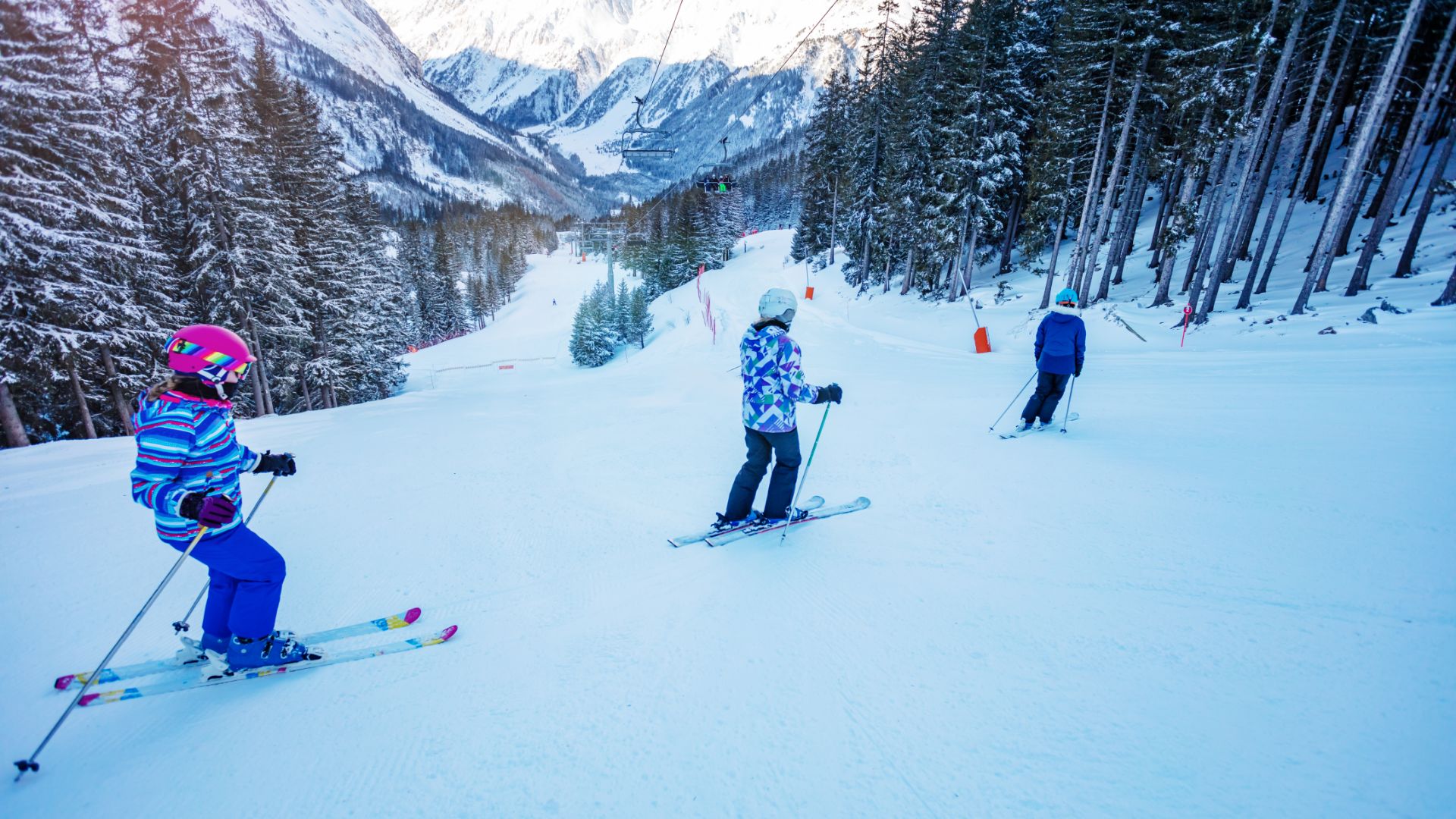 Ski slopes through the woods